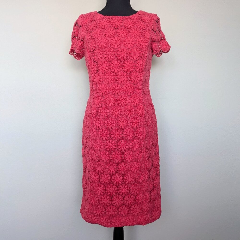 Talbots | Women's | 6P | Pink Coral Floral Lace Dress Back Zipper Internal Liner